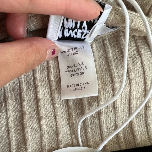 Princess Polly Two Piece Set Cruiser Sweater Ribbed Beige NWT - Picture 7 of 7